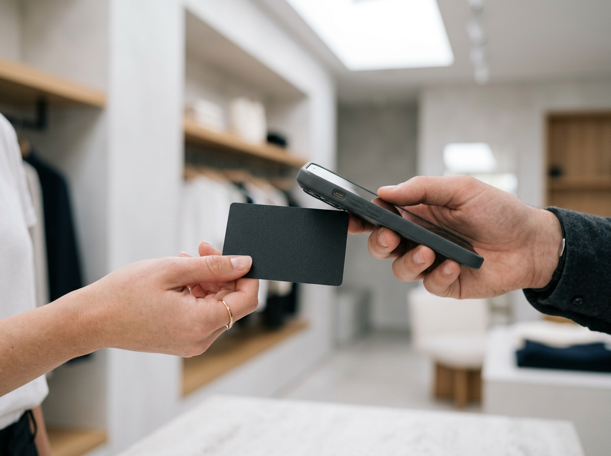 NFC Visitenkarte wird an ein Smartphone gehalten