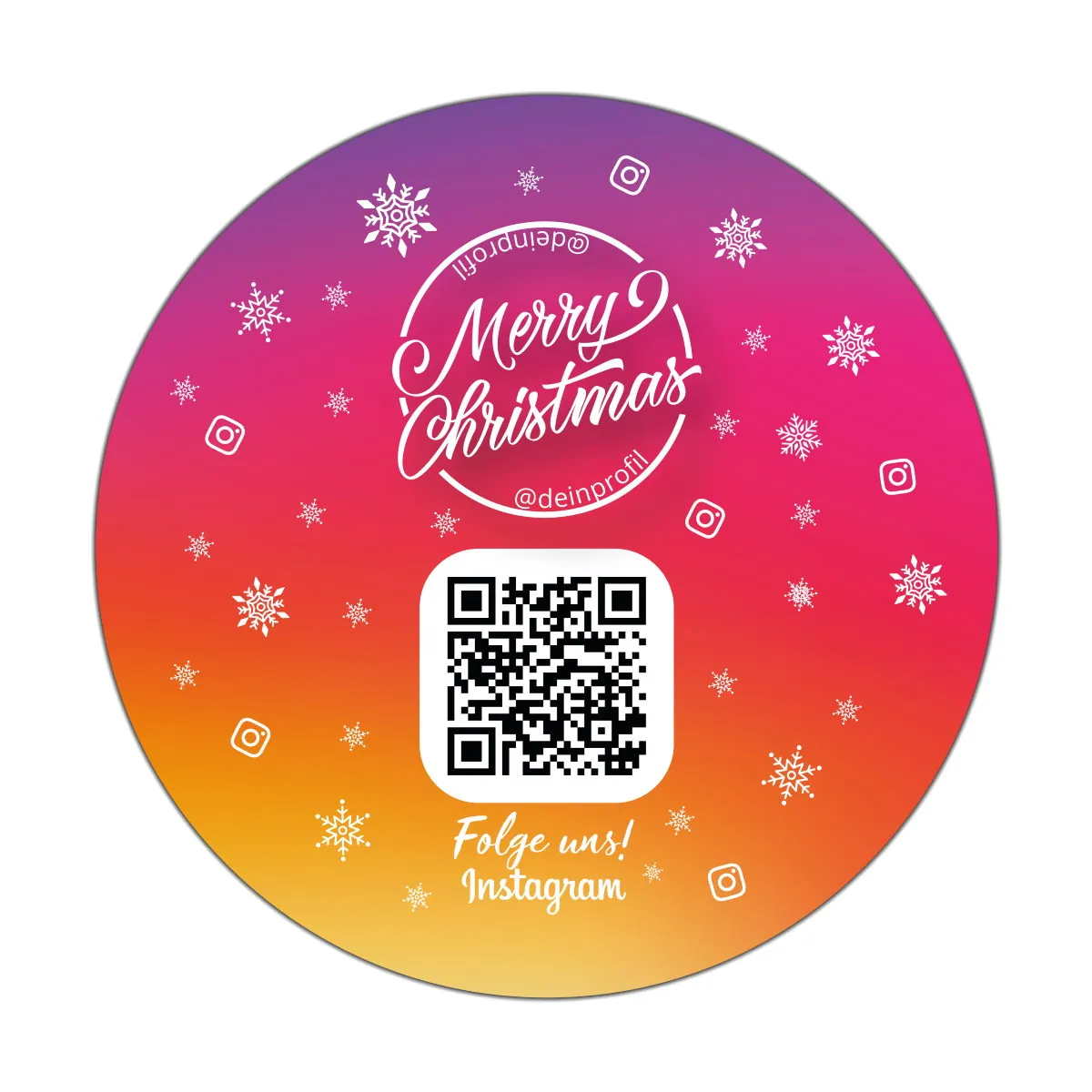 Aufkleber Sticker „Folge uns auf Instagram“ Rund XMAS Edition – Ansicht 2