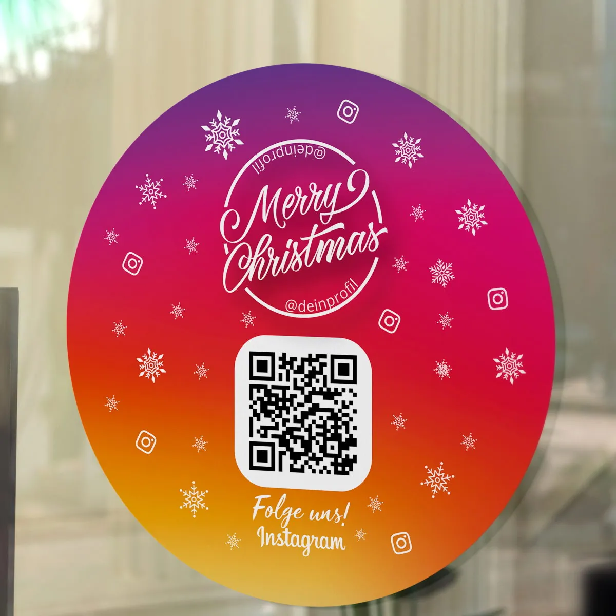 Aufkleber Sticker „Folge uns auf Instagram“ Rund XMAS Edition