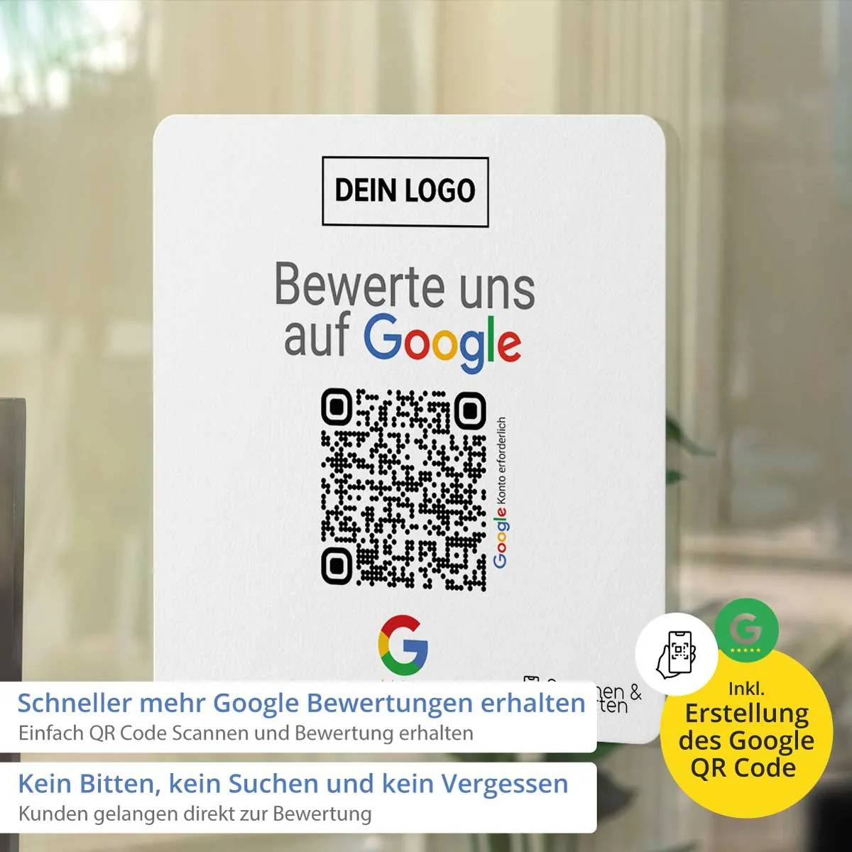 Google Aufkleber „Square“ mit Google Bewertung QR Code – Ansicht 2