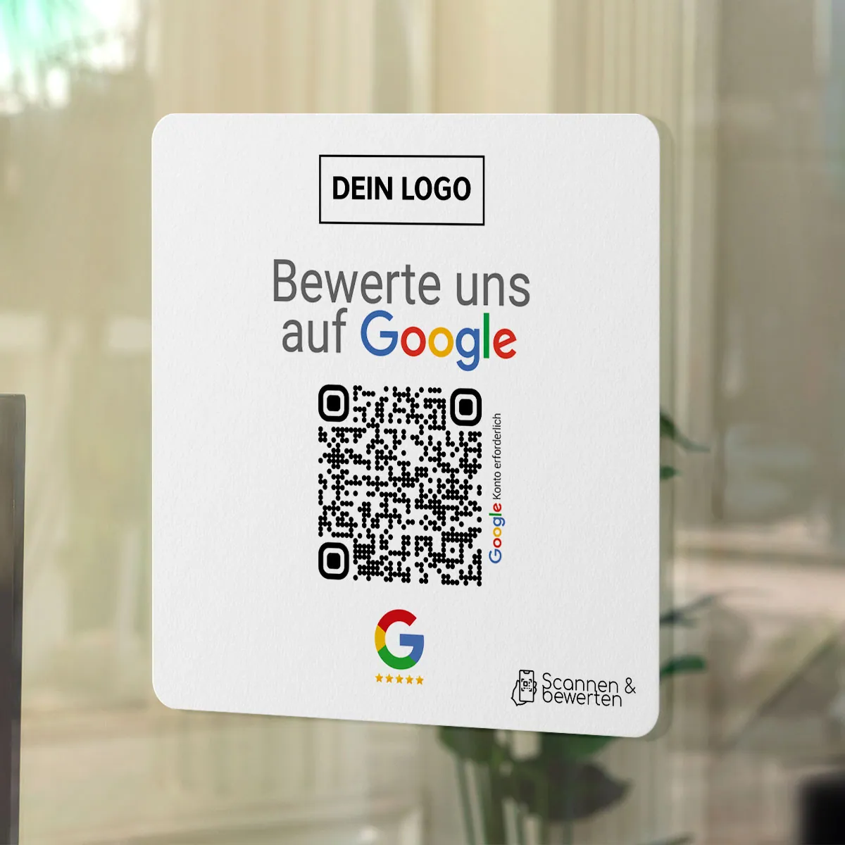 Google Aufkleber „Square“ mit Google Bewertung QR Code