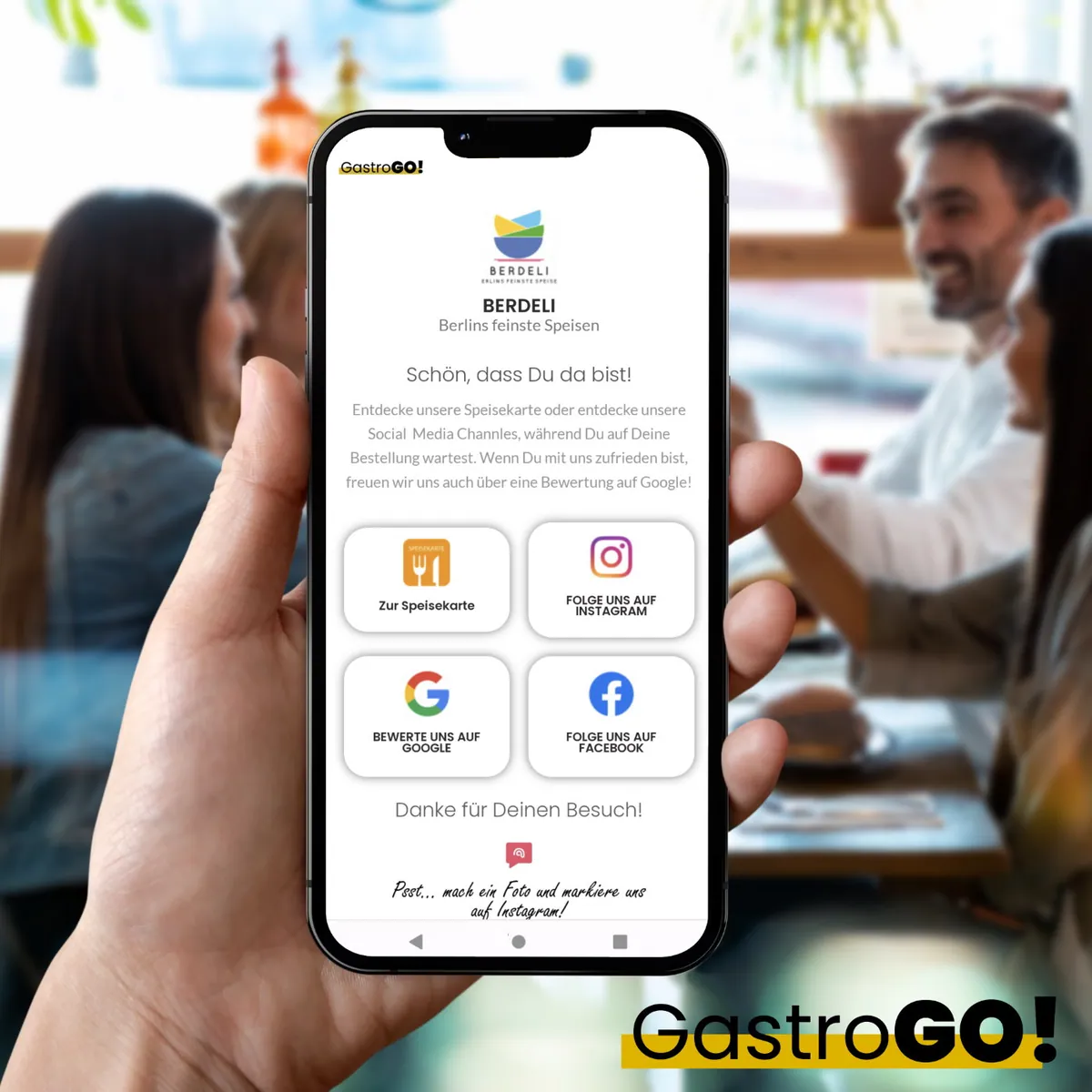 gastroGO! Restaurant Social Media NFC Aufkleber + Speisekarte – Ansicht 2