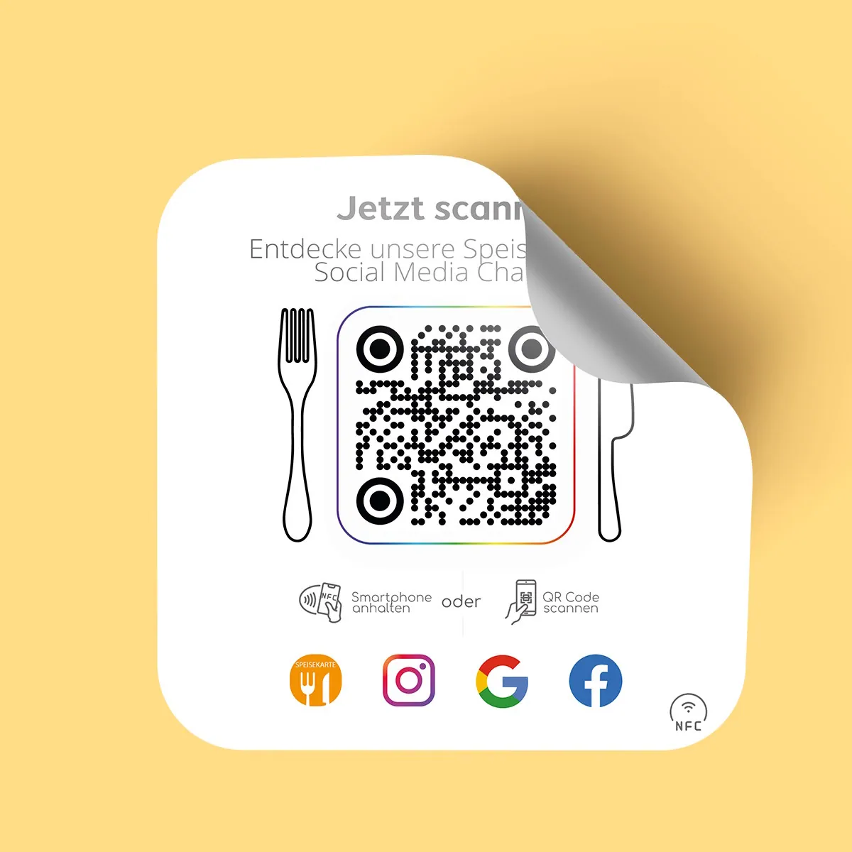 gastroGO! Restaurant Social Media NFC Aufkleber + Speisekarte