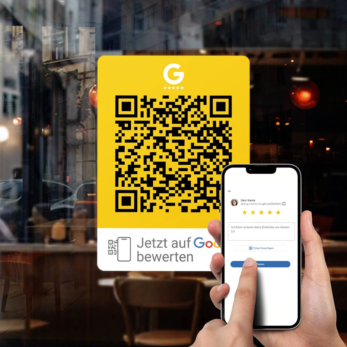 Google Bewertung QR Code Aufkleber Simple