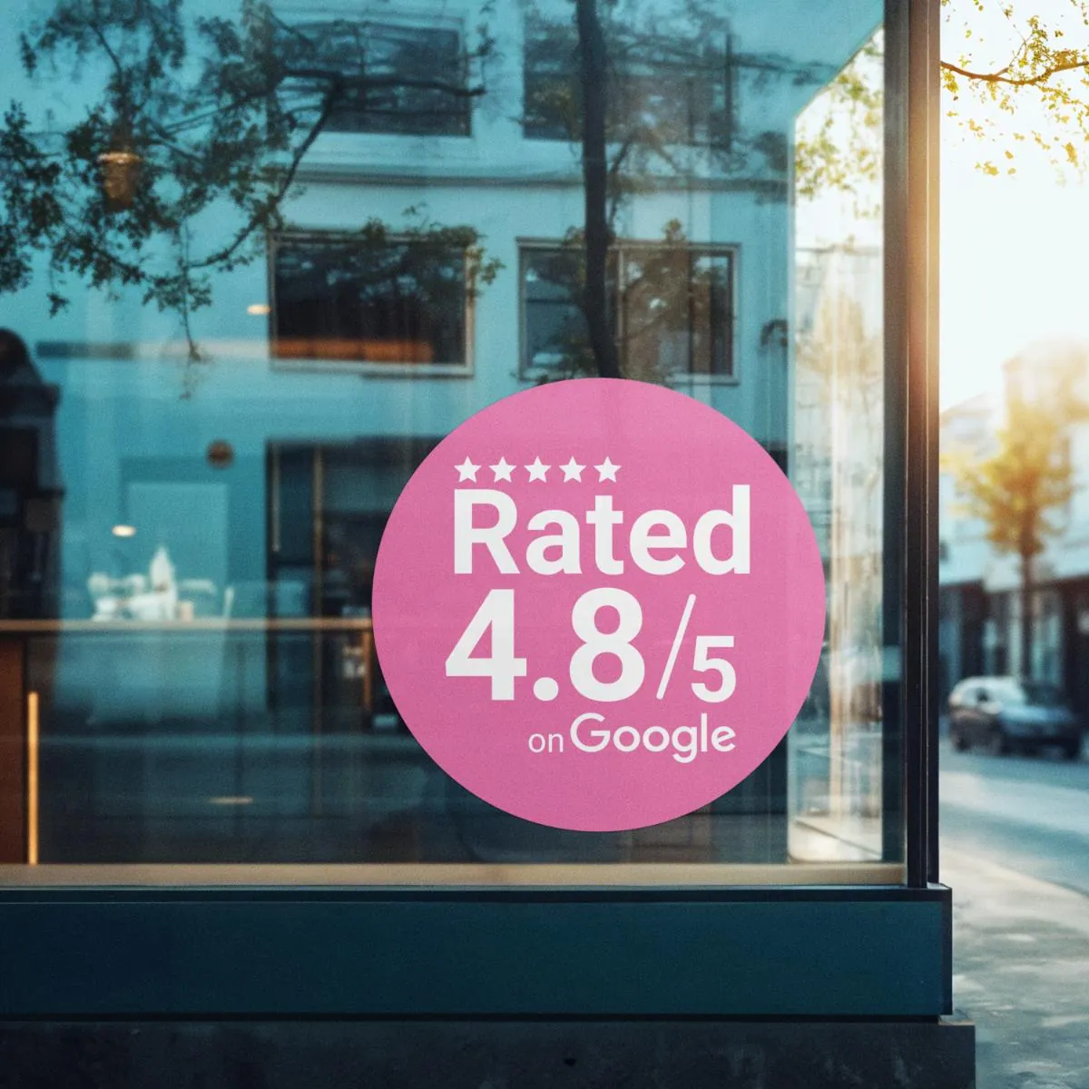 „Google Bewertungsscore“ Aufkleber – Zeige deine exzellenten Bewertungen auf einen Blick!