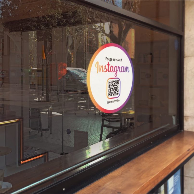 Produktbild von Instagram-Aufkleber „Folge Uns“ – 25/50/100 Stück, Wetterfest, Personalisierbar