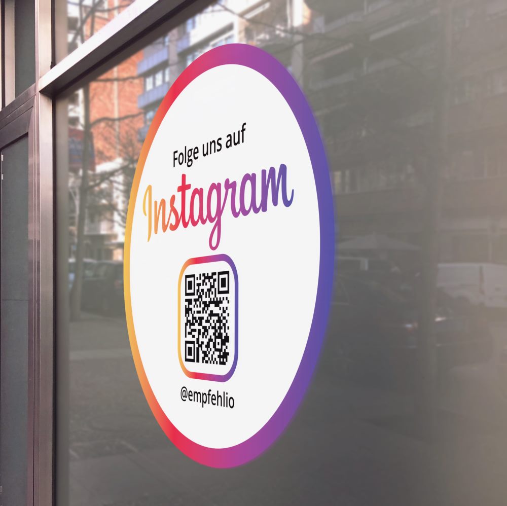 Aufkleber Sticker Folge uns auf Instagram Rund Clean - empfehlio