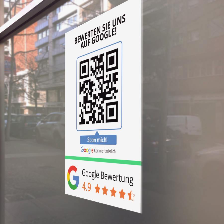 Bewerten Sie uns auf Google Aufkleber mit Google Bewertung QR Code -  empfehlio