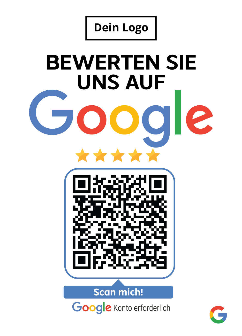 Google Aufkleber mit QR Code Clean empfehlio