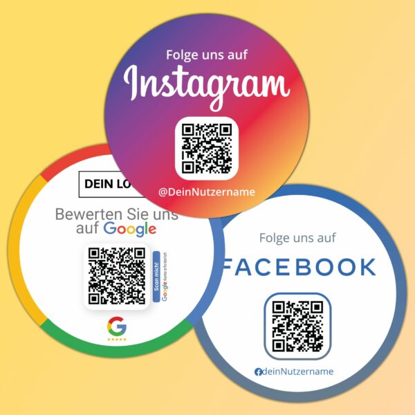 3 x Instagram Aufkleber / Sticker ( Sozial Media ) - Personalisiert -  Wunsch