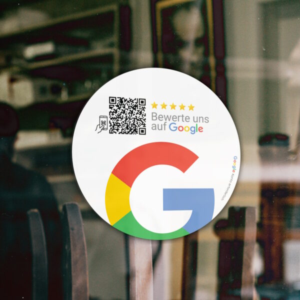 Bewerten Sie uns auf Google Aufkleber mit Google QR Code Iconic