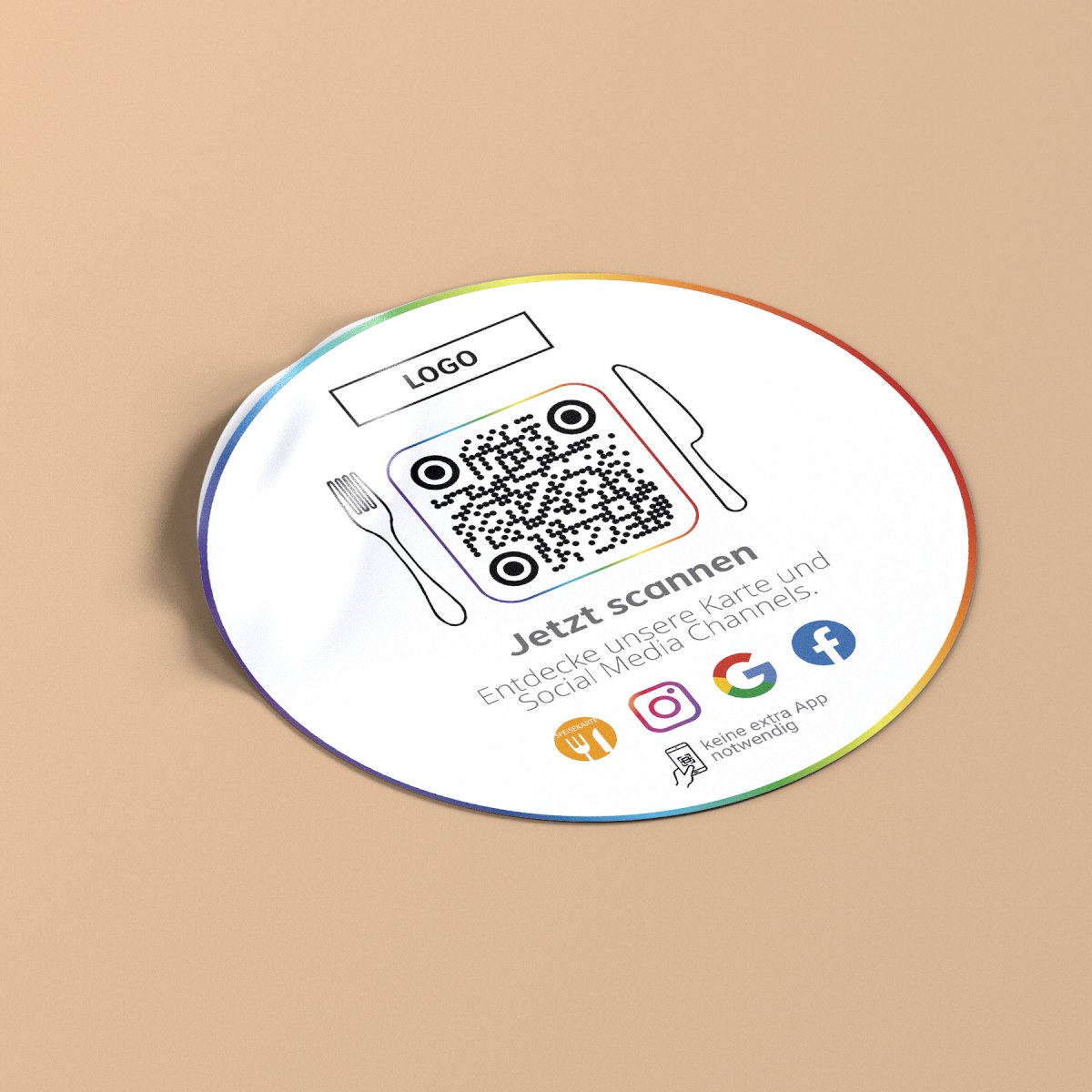 Social Media Aufkleber mit QR Code Link für Firmen Unternehmen