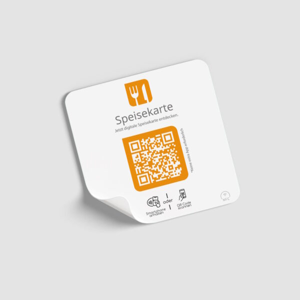 Digitale Speisekarte NFC Aufkleber mit integriertem QR-Code für Restaurants und Cafés