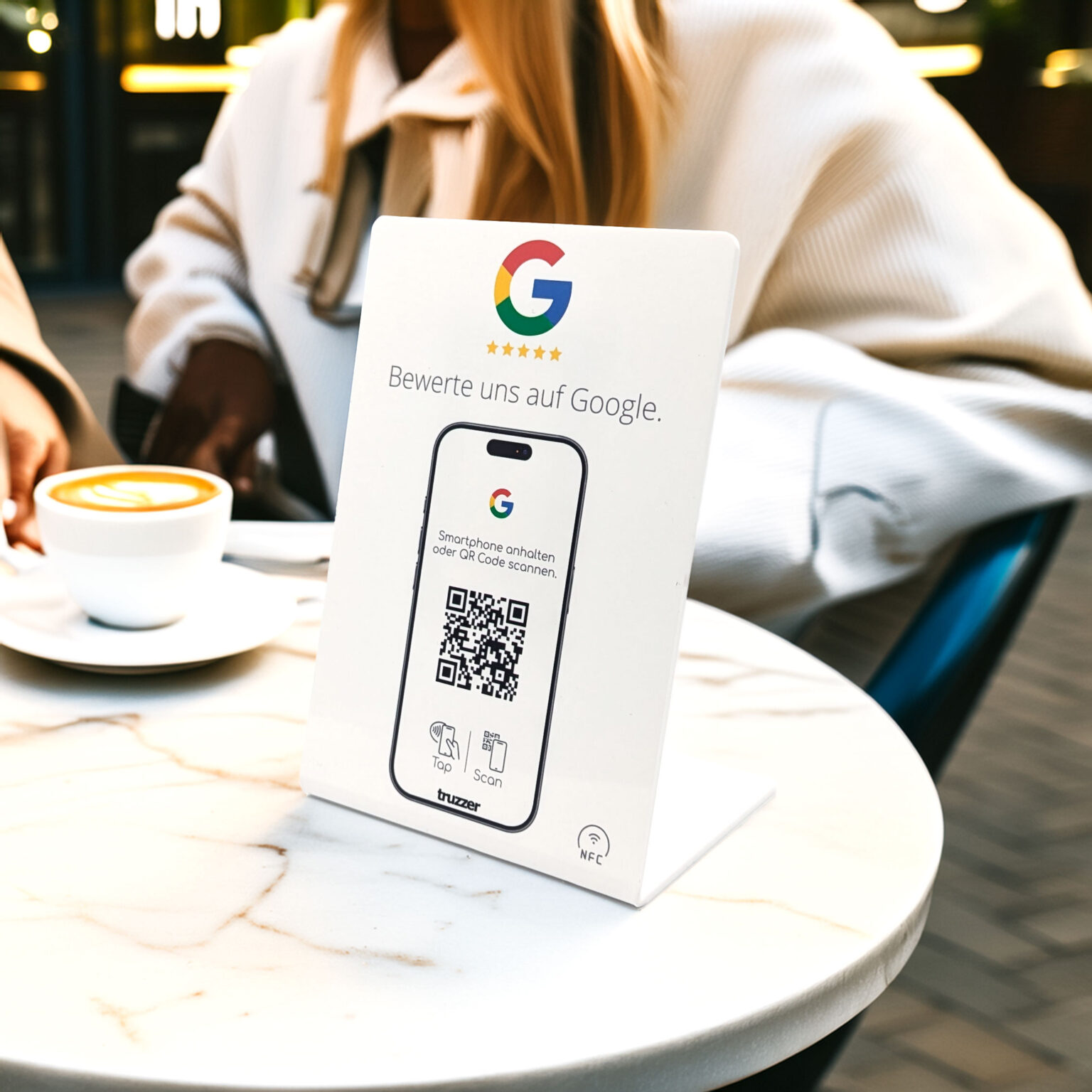 Google Bewertung NFC Aufsteller - Sammle Kundenbewertungen Mit Tap & QR Code