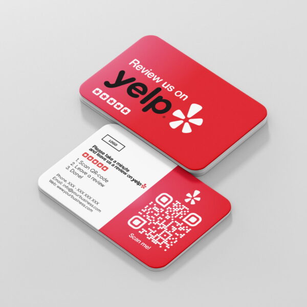 Yelp! Review Business Card Color with Yelp review QR Code