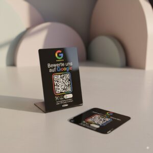 Bewertungs-Aufsteller Mit NFC & QR-Code Für Google – Acryl Display, Schwarz, Größe L