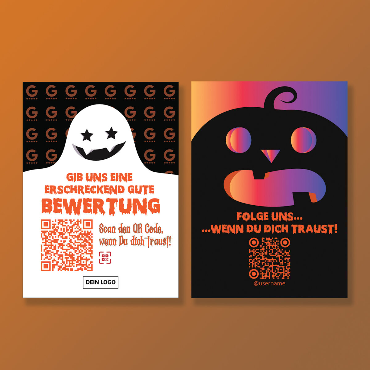 Halloween Edition Google Bewertung & Instagram Follower Karte mit QR Code – Bild 1