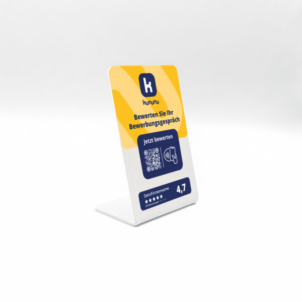 Kununu NFC & QR-Code Aufsteller – Bewerbungsgespräch bewerten