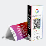 Google Bewertung & Social Media Aufsteller | 3-Seiten Tischdisplay mit QR Codes für Google Reviews, Instagram & TikTok | NFC & QR Stand | Empfehlio Original – Bild 2