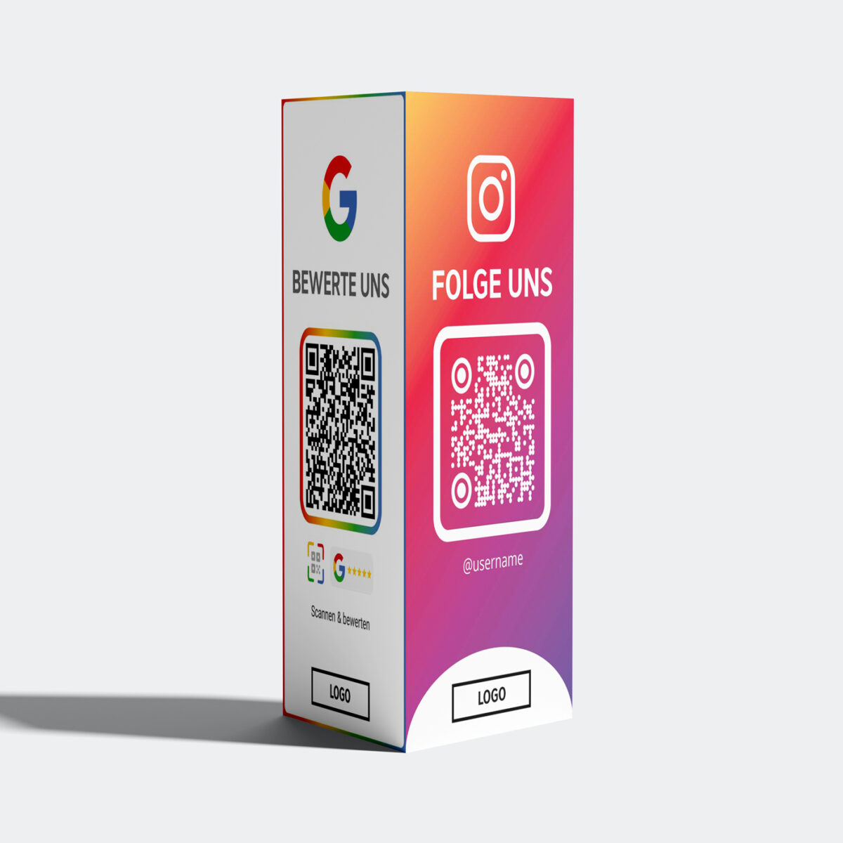 Google Bewertung & Social Media Aufsteller | 3-Seiten Tischdisplay mit QR Codes für Google Reviews, Instagram & TikTok | NFC & QR Stand | Empfehlio Original – Bild 3