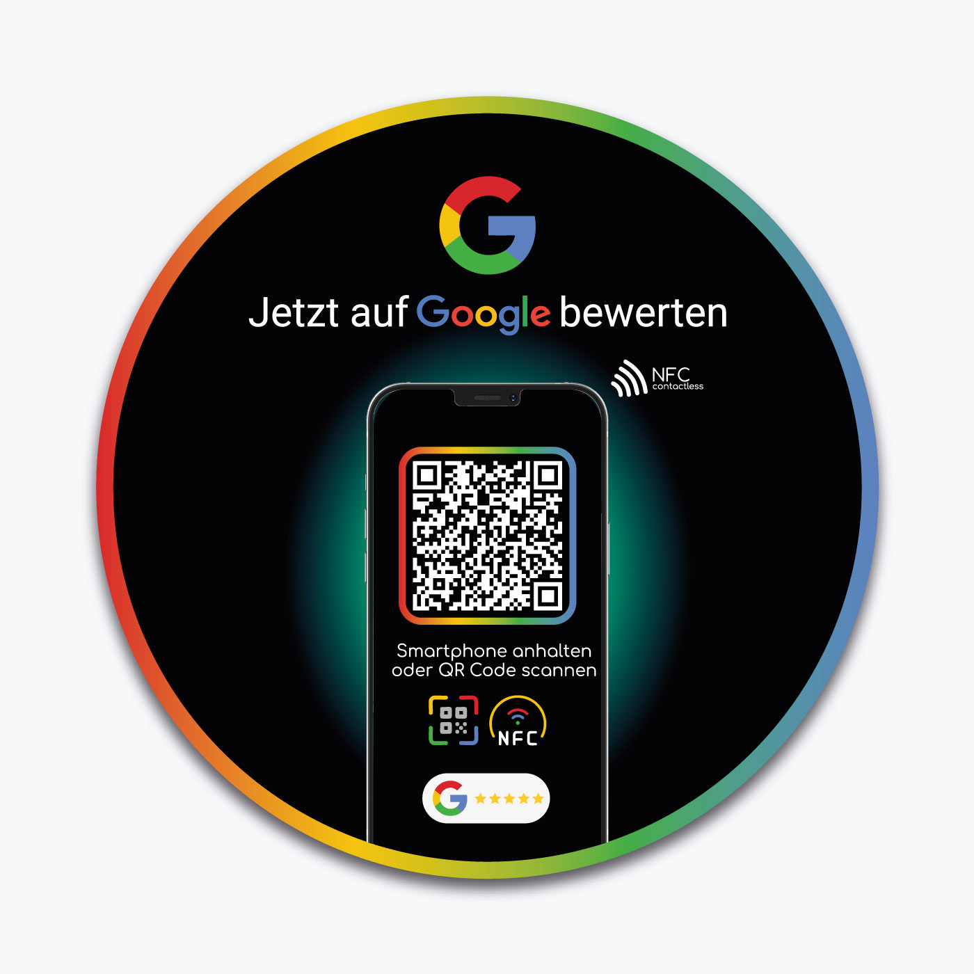 Google-Sticker-NFC-Tap-Black Google Bewertung NFC Aufkleber Tap Black "G" mit Google Bewertung QR Code – Bild 1