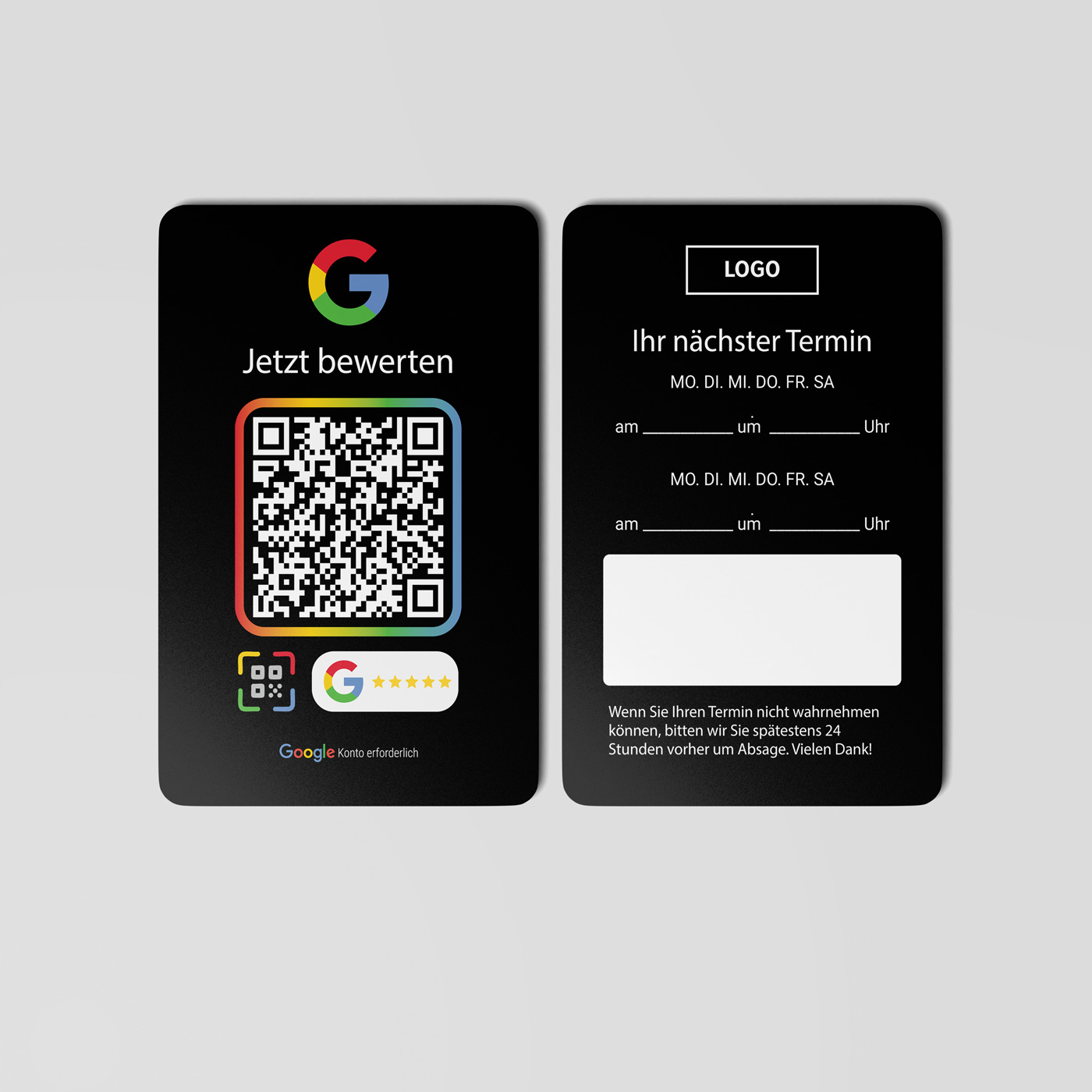 google-bewertung-terminkarte-g-black-2 Terminkarten mit Google Bewertung QR Code "G" Design – Bild 1