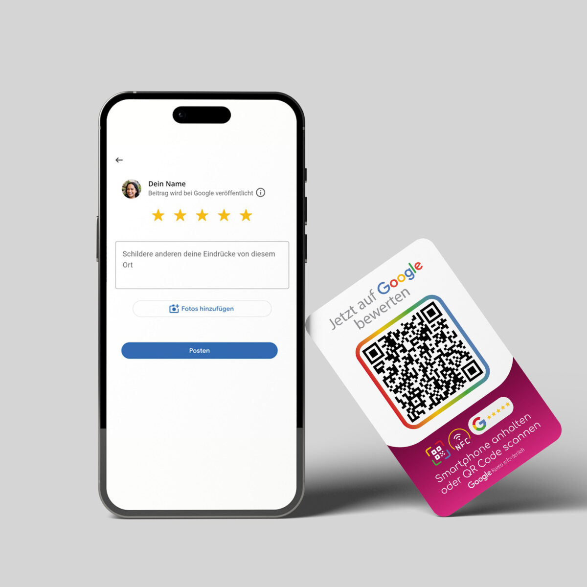 Google Bewertung NFC Karte "Color" mit Google Bewertung QR Code – Bild 7