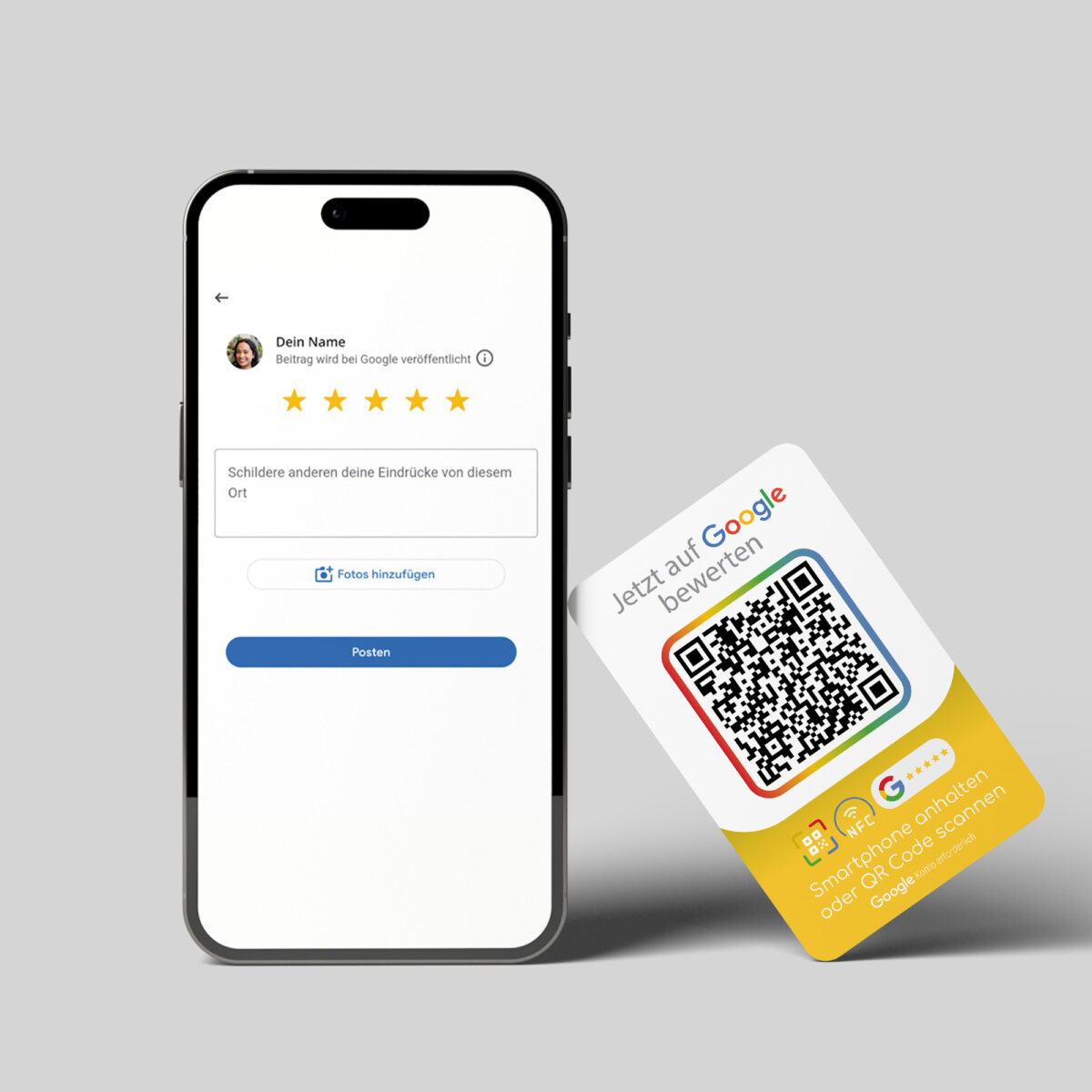 Google Bewertung NFC Karte "Color" mit Google Bewertung QR Code – Bild 19