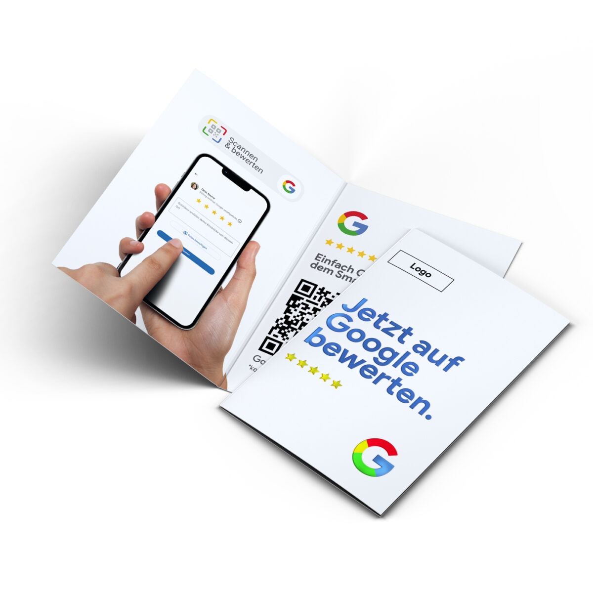Google Bewertung QR Code Klapp-Visitenkarte mit edlem UV Lack – Bild 2