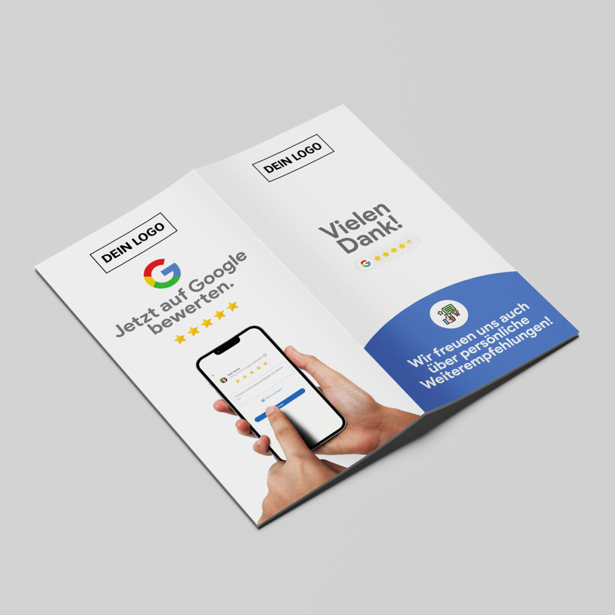 Google Bewertung Flyer - 9,9 × 21 cm | Mittelfalz | Mit QR-Code & Dankes-Seite – Bild 3