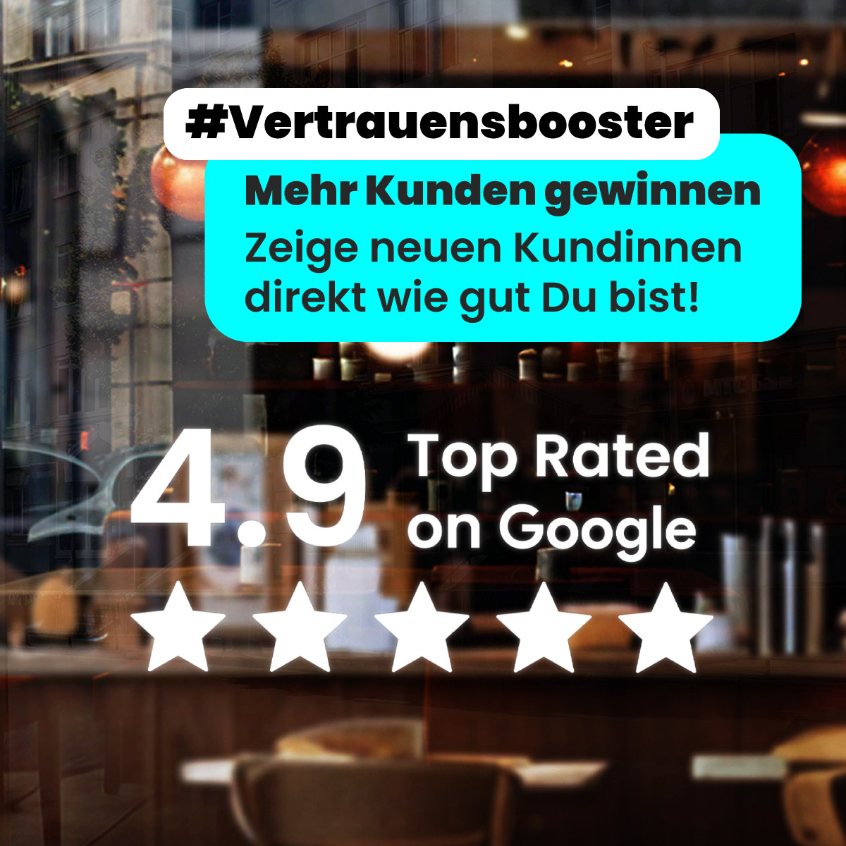 Google Bewertung Sticker mit Score – „Top Rated on Google“ – Schaufenster & Ladentür – Gold oder Weiß – 3 Größen – Bild 4