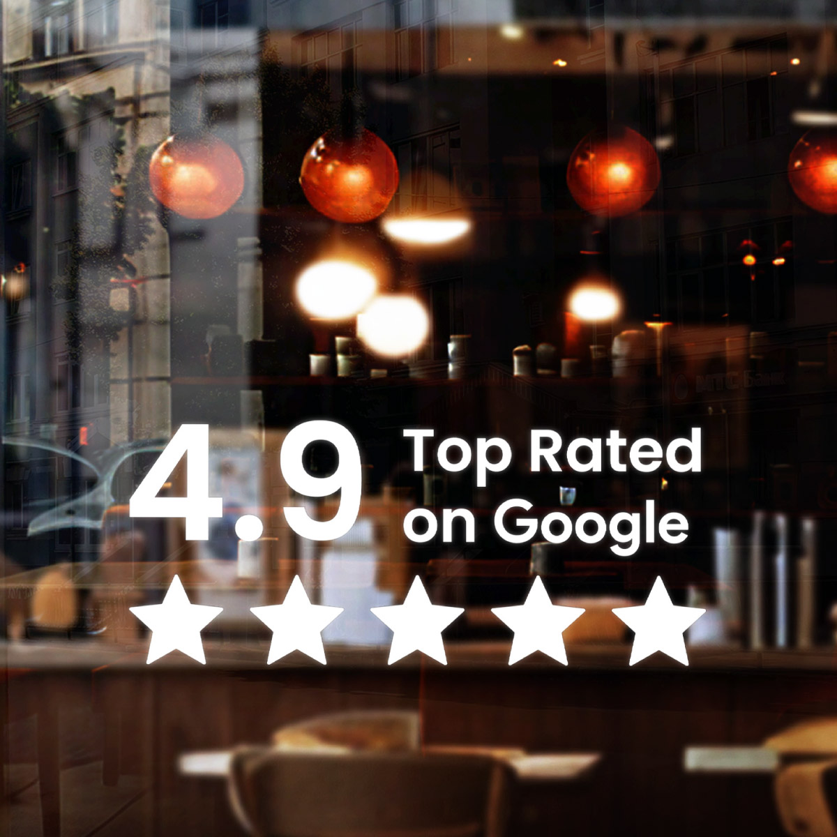 Google Bewertung Sticker mit Score – „Top Rated on Google“ – Schaufenster & Ladentür – Gold oder Weiß – 3 Größen – Bild 2