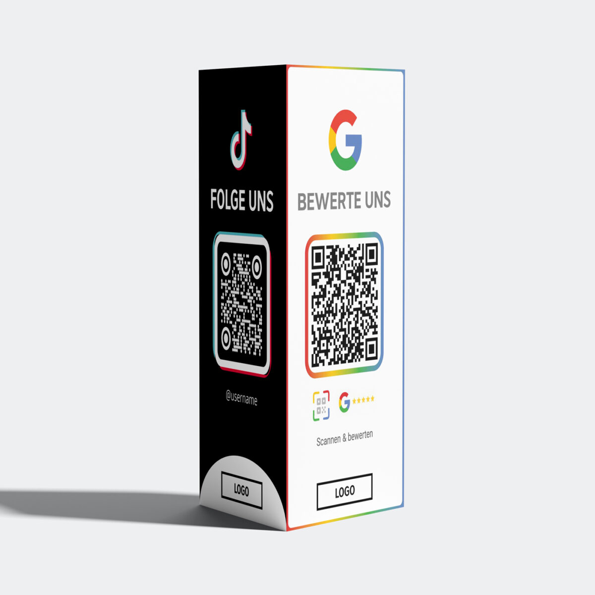 Google Bewertung & Social Media Aufsteller | 3-Seiten Tischdisplay mit QR Codes für Google Reviews, Instagram & TikTok |  QR Stand | Empfehlio Original – Bild 4