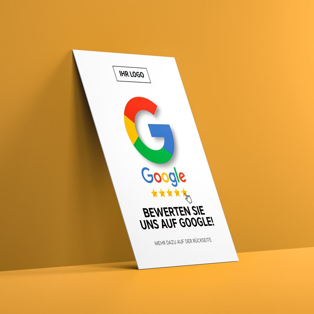 bewerten sie uns auf google empfehlungskarten mit logo und qr code Bewerten Sie uns auf Google Karte "Minimal" mit Google Bewertung QR Code – Bild 1