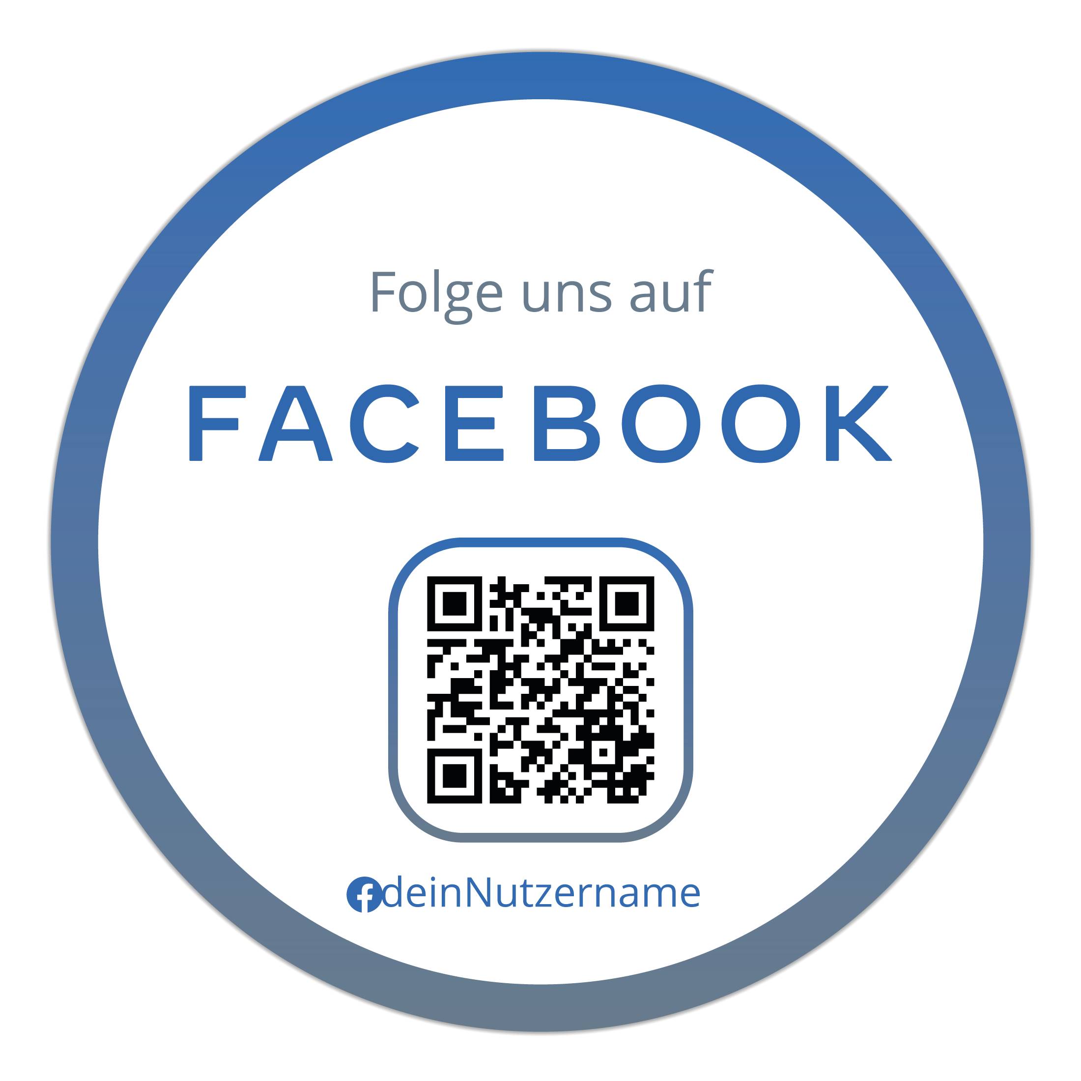 folge uns auf facebook aufkleber mit qr code Aufkleber Sticker "Folge uns auf Facebook" Rund Clean – Bild 1