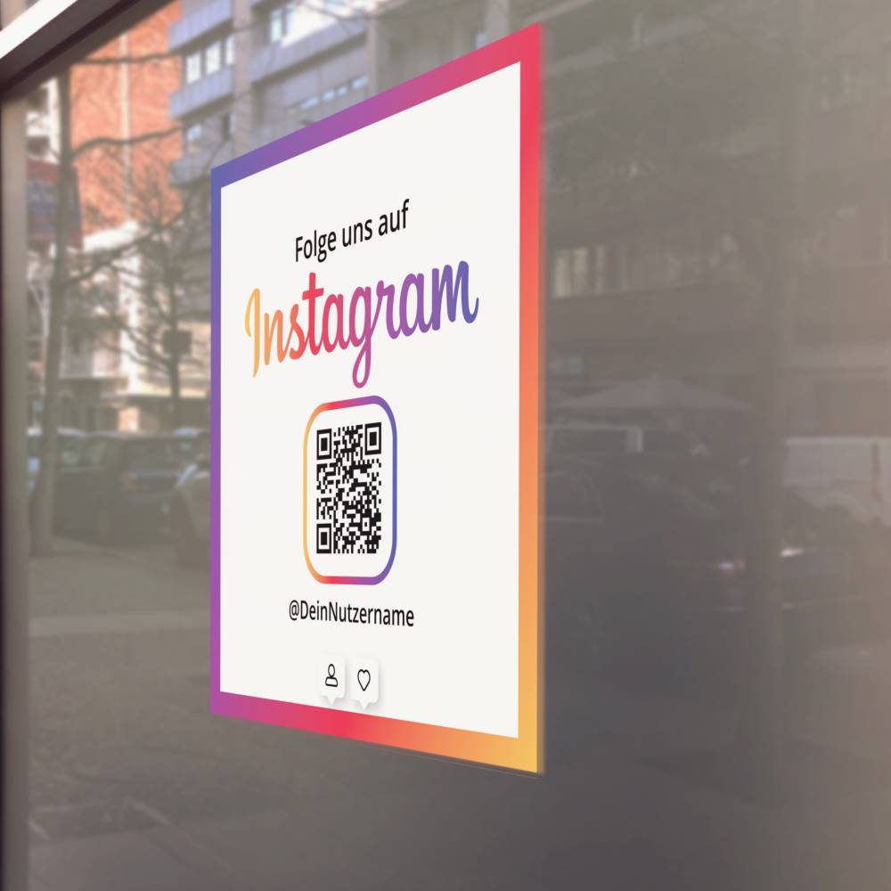 instagram aufkleber clean s quadrat auf fenster empfehlio Aufkleber Sticker "Folge uns auf Instagram" Quadrat Clean – Bild 1