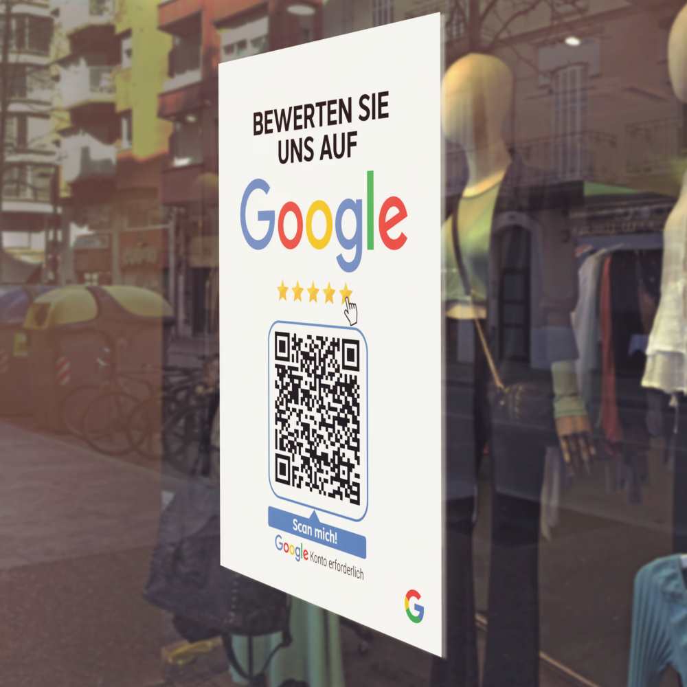 bewerten sie uns auf google aufkleber clean empfehlio Google Aufkleber mit QR Code Clean – Bild 1