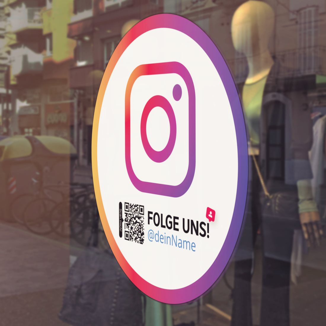 folge uns auf instagram-aufkleber-rund-clean icon mit qr code square Instagram Aufkleber Icon Clean – Bild 1