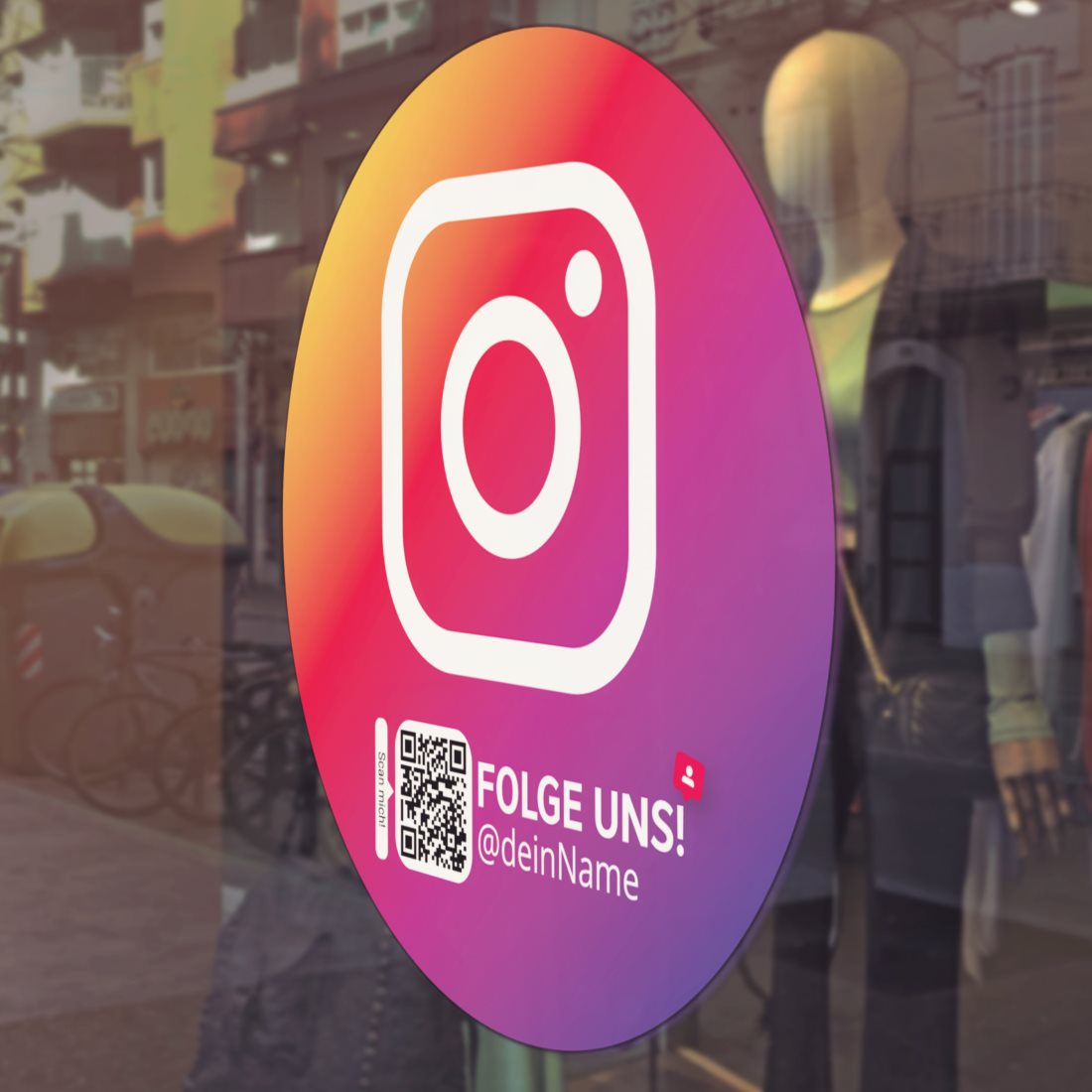 folge uns auf instagram-aufkleber-rund-color-icon mit qr code square Instagram Aufkleber Icon Color – Bild 1