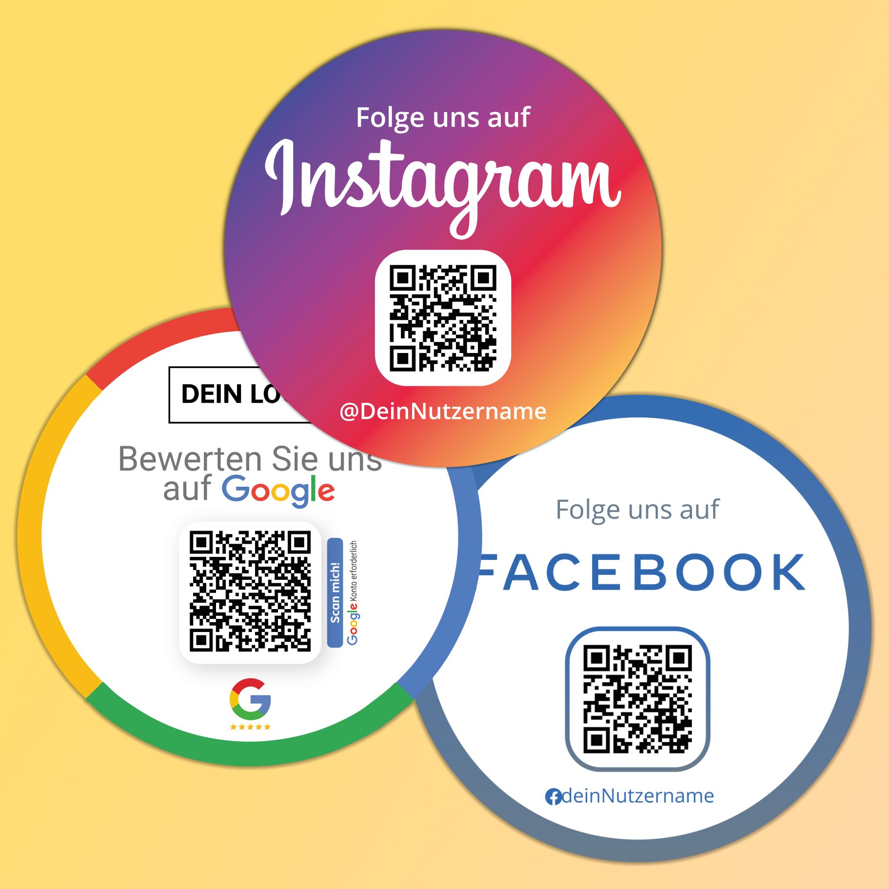 social media aufkleber paket mit qr code empfehlio 2 Social Media Aufkleber Paket Essential – Bild 1