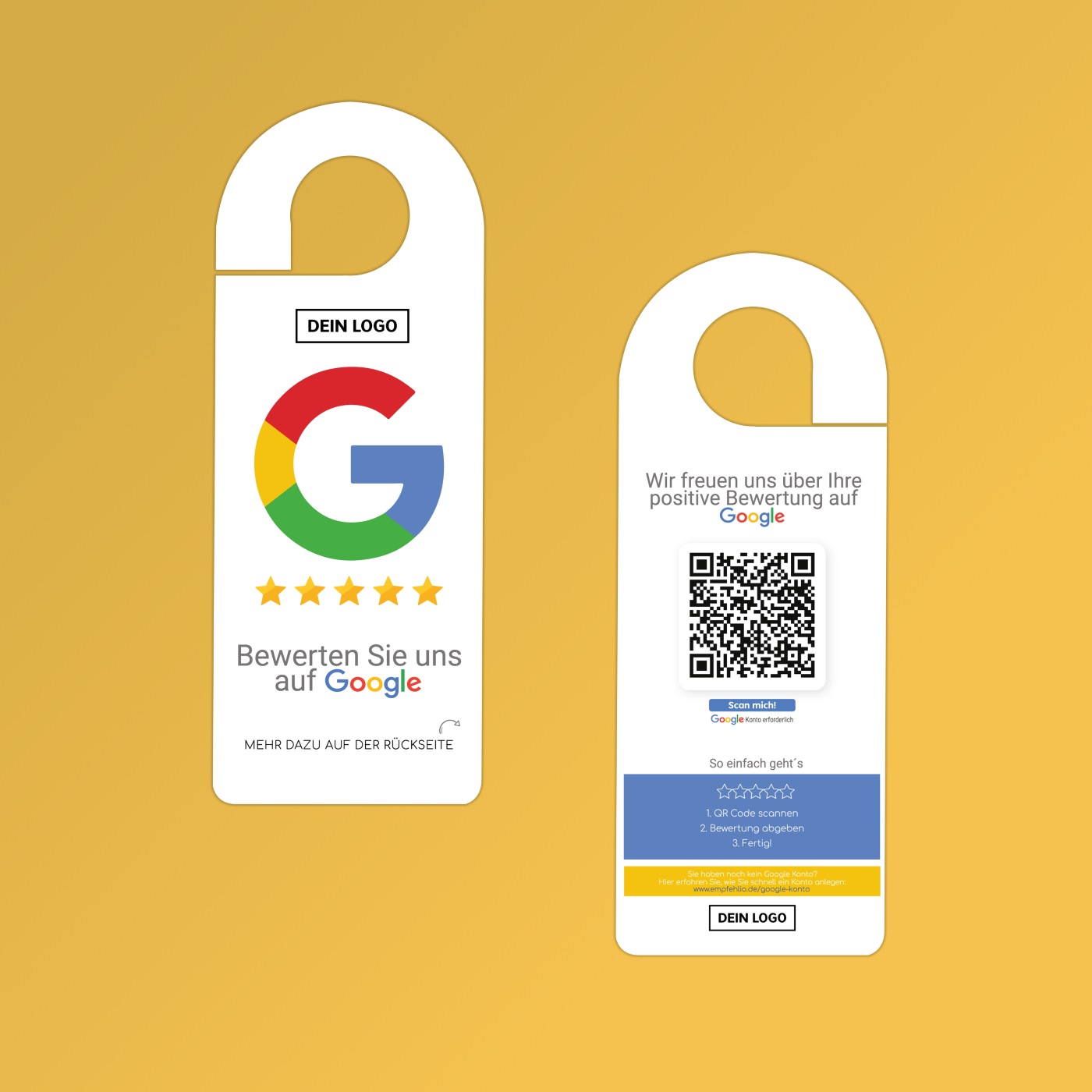 GOOGLE BEWERTUNG TÜRAUFHÄNGER HOTEL EMPFEHLIO 1 S Bewerten Sie uns auf Google Hotel Türanhänger – Bild 1