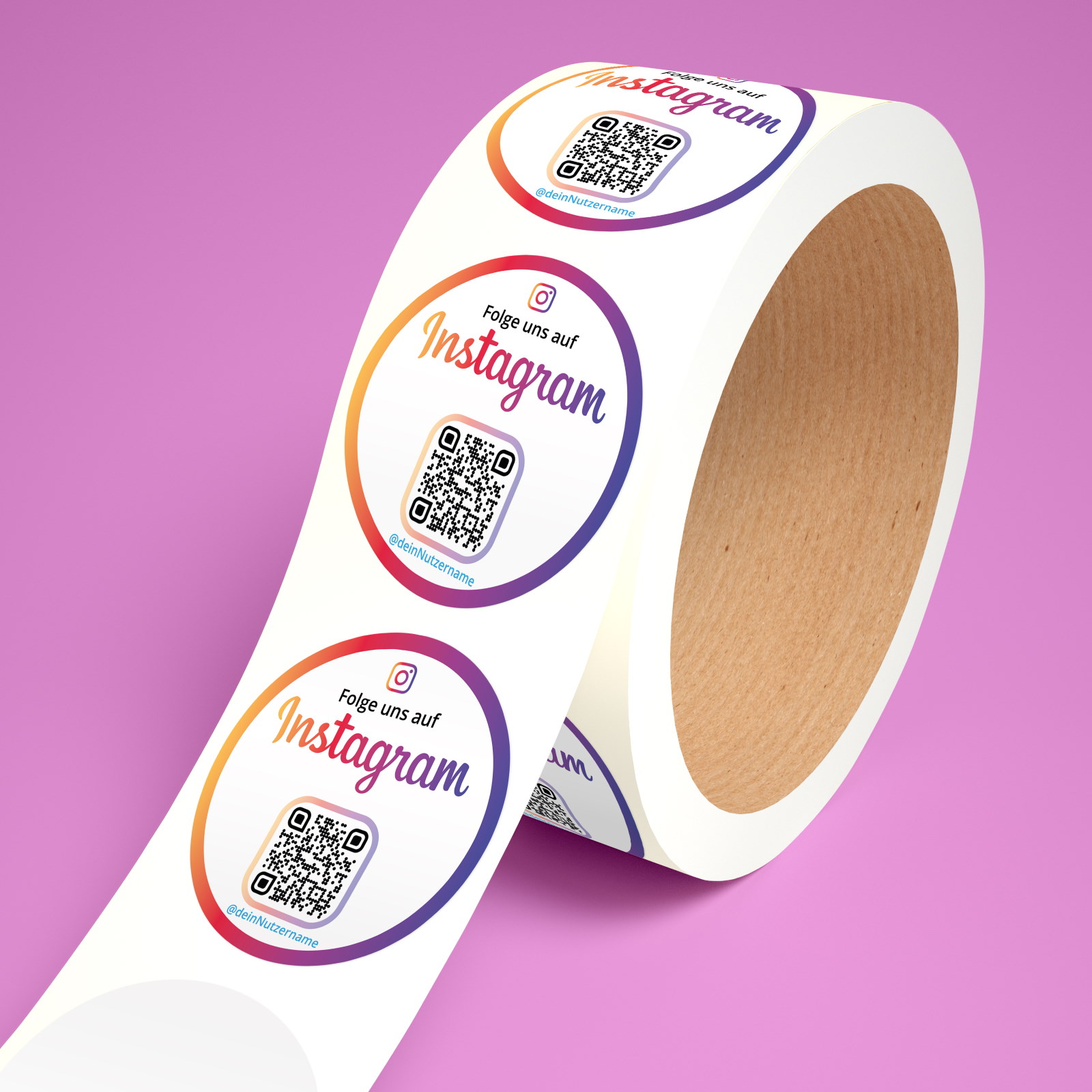 instgaram aufkleber versandetiketten auf etikettennrolle mit qr code empfehlio clean 3 Instagram Aufkleber Etiketten Rolle Clean – Bild 1
