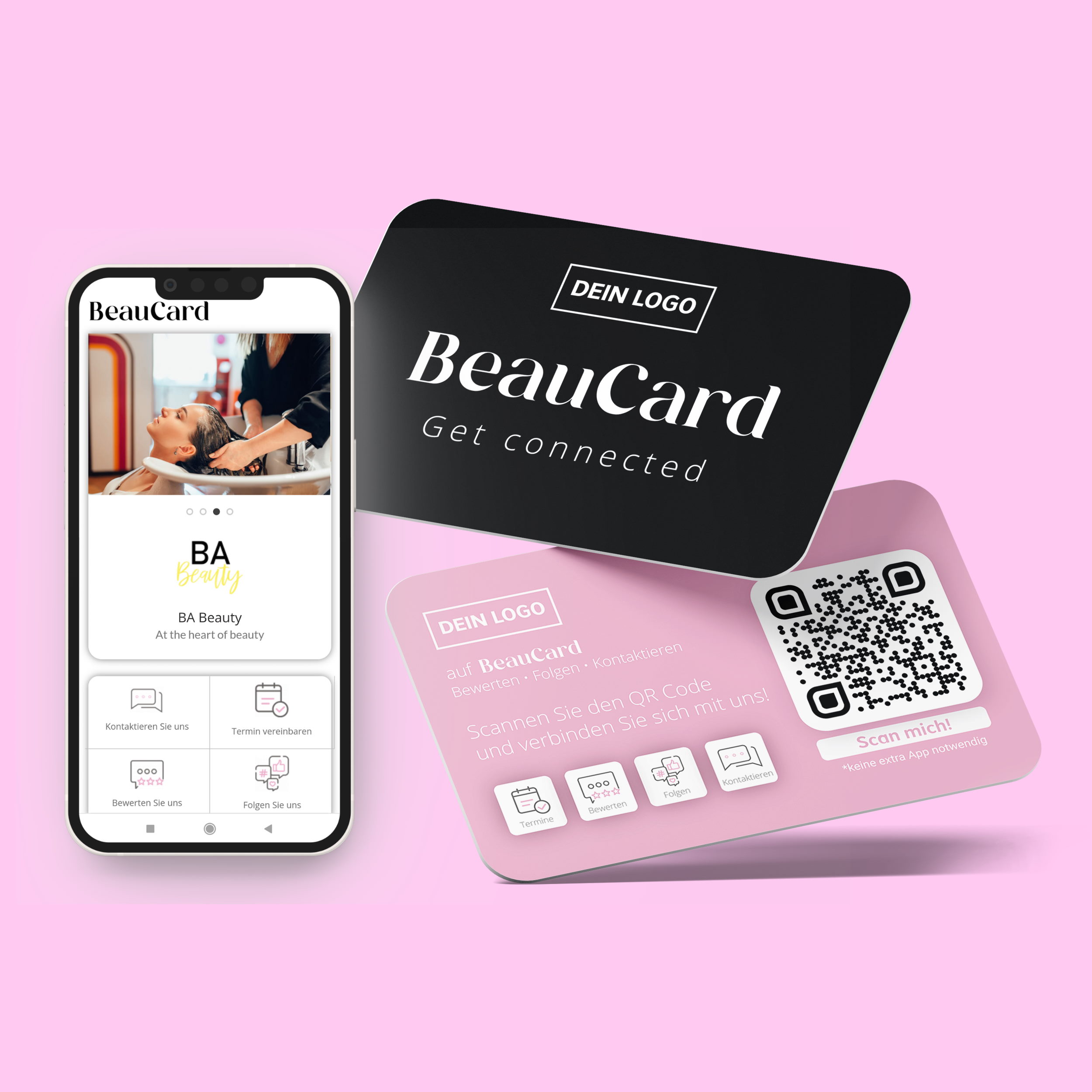 beaucard-digitale-visitenkarte-beauty empfehlio black pink BeauCard- Die Visitenkarte für die Beauty Branche – Bild 1