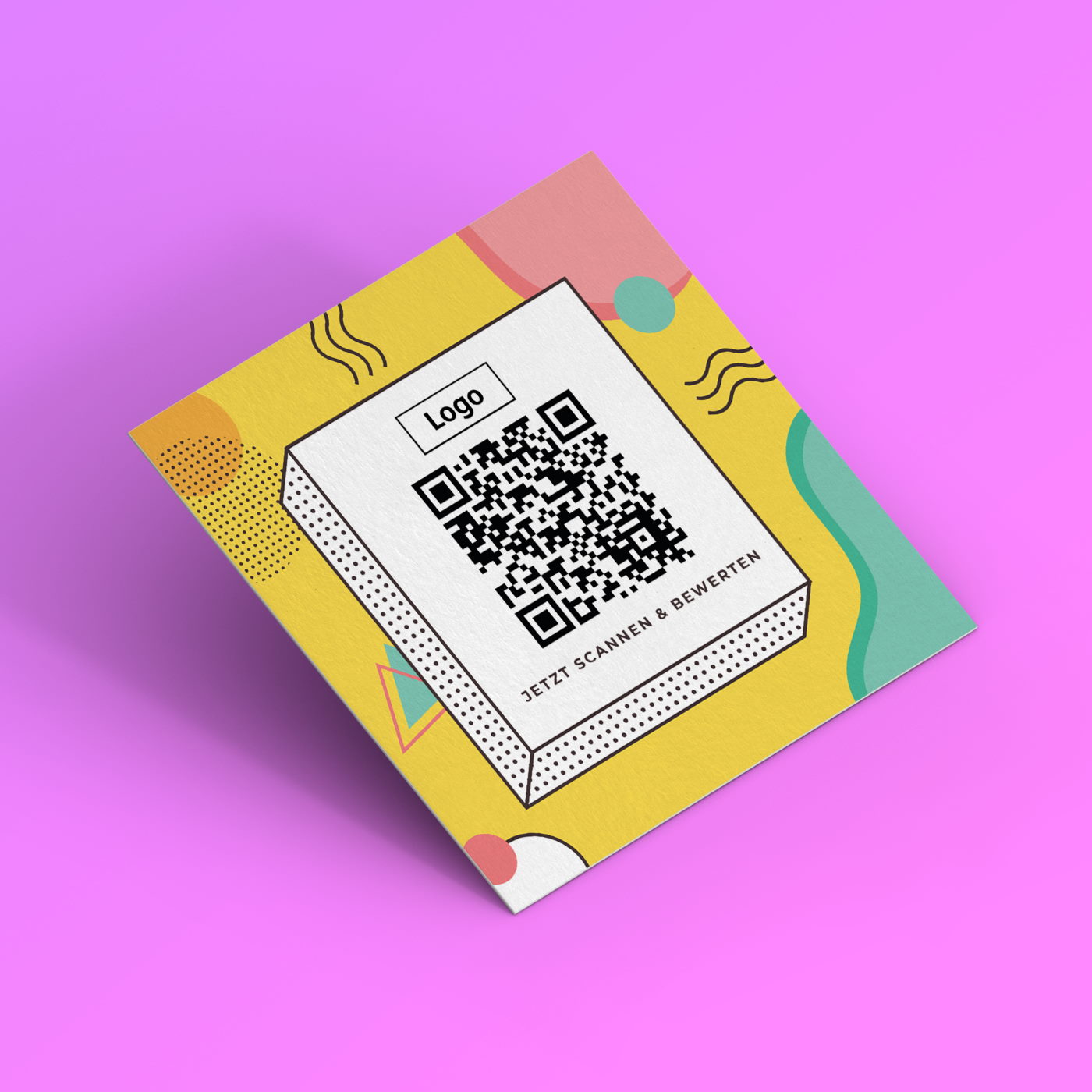 bewerte uns auf Google Karte visitenkarte square mit qr code pop front color front Bewerten Sie uns auf Google Visitenkarte "Pop" – Bild 1