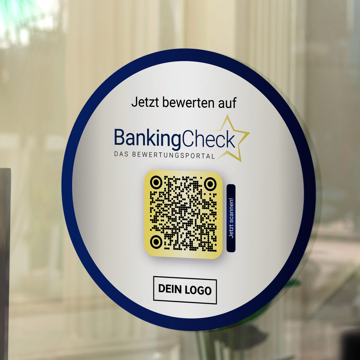 bankingcheck bewertungsaufkleber für mehr bewertungen blue gold 1 Bewerten Sie uns auf BankingCheck Aufkleber mit BankingCheck QR Code – Bild 1