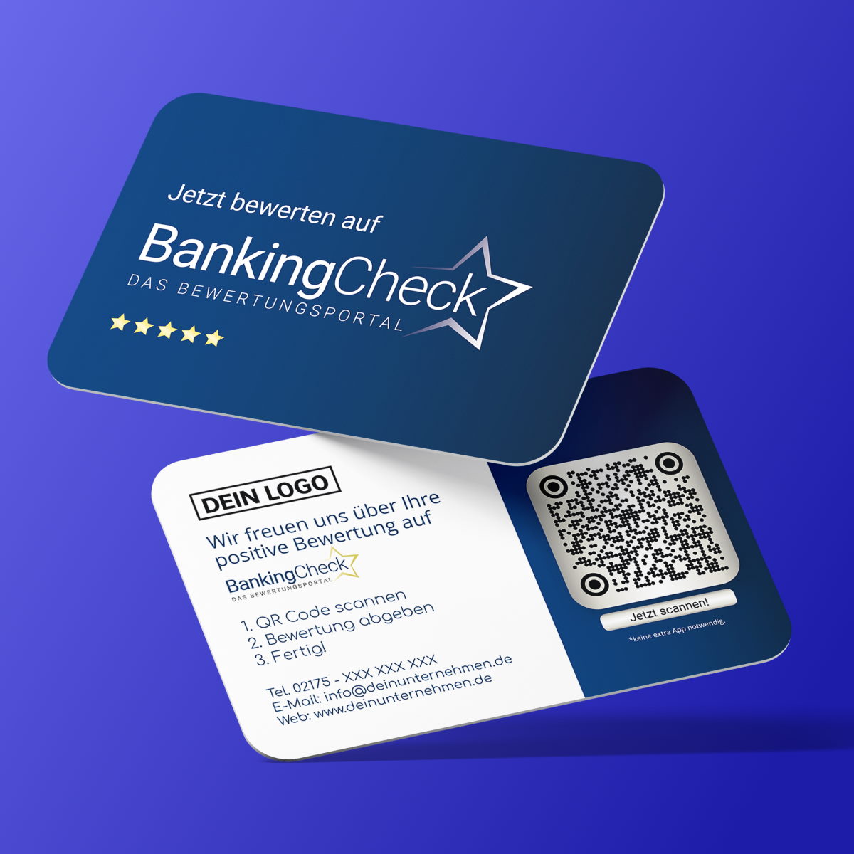 bankingcheck visitenkarte für mehr bewertungen blue Bewerten Sie uns auf BankingCheck Visitenkarte Blue – Bild 1