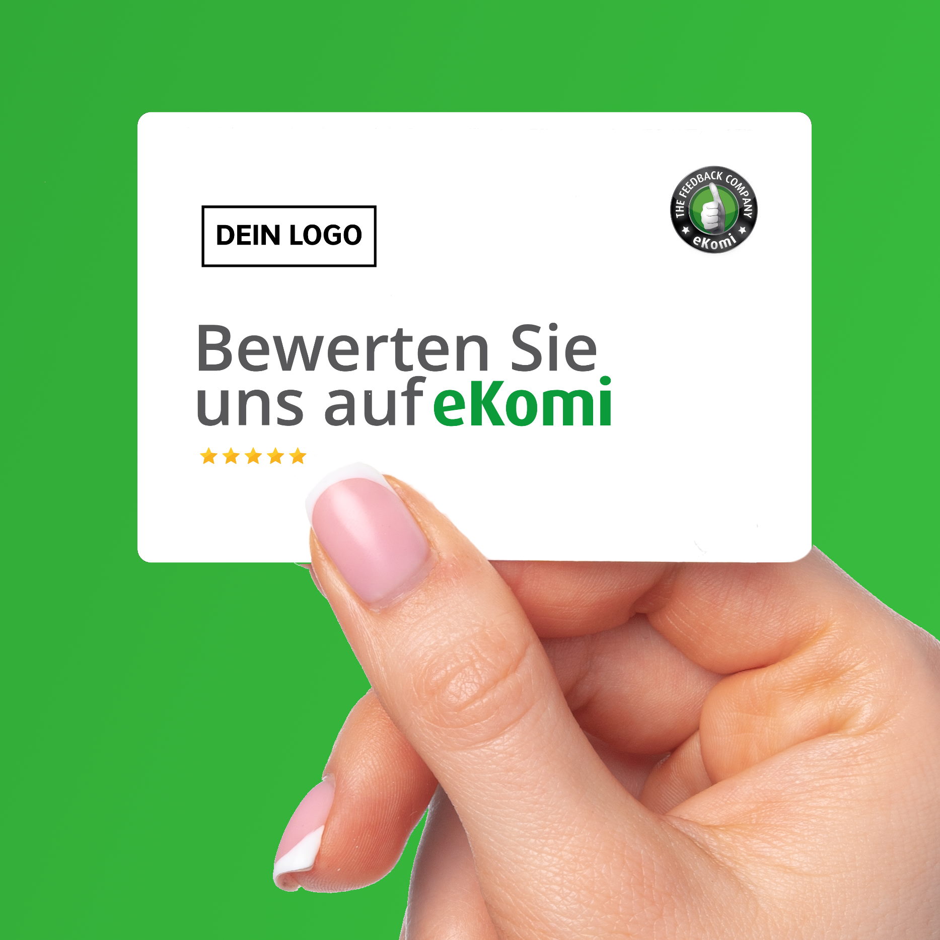 ekomi visitenkarte bewertungskarte mit qr code empfehlio hand Bewerten Sie uns auf eKomi Visitenkarte Simple mit Bewertung QR Code – Bild 1