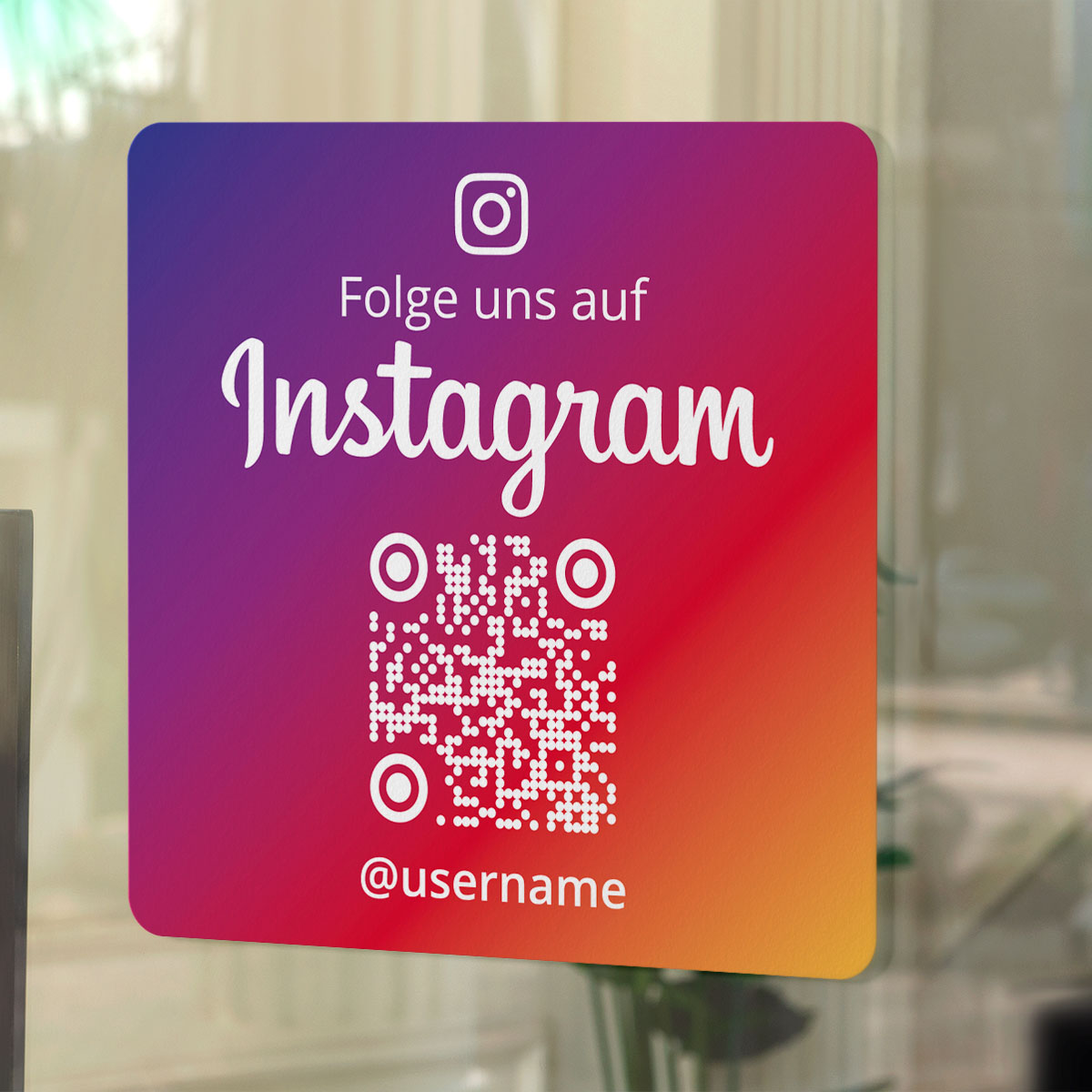 folge uns auf instagram hinterglas aufkleber Instagram Hinterglasaufkleber "Square" mit Instagram QR Code – Bild 1