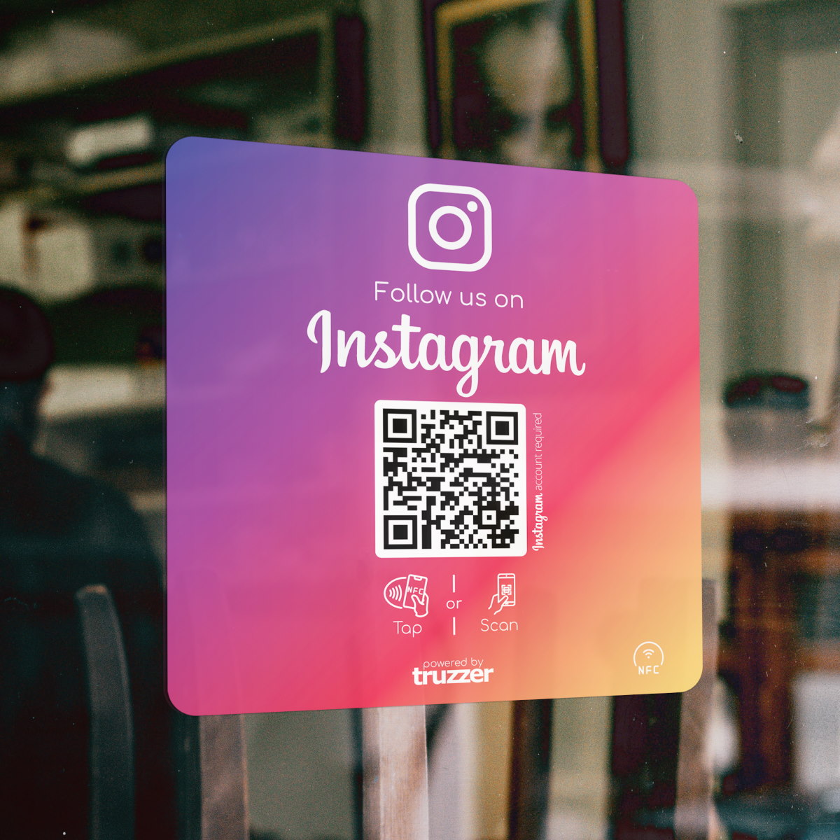 folllow us on instagram nfc qr code sticker empfehlio truzzer color Instagram NFC Sticker "Square" mit Instagram QR Code – Bild 1