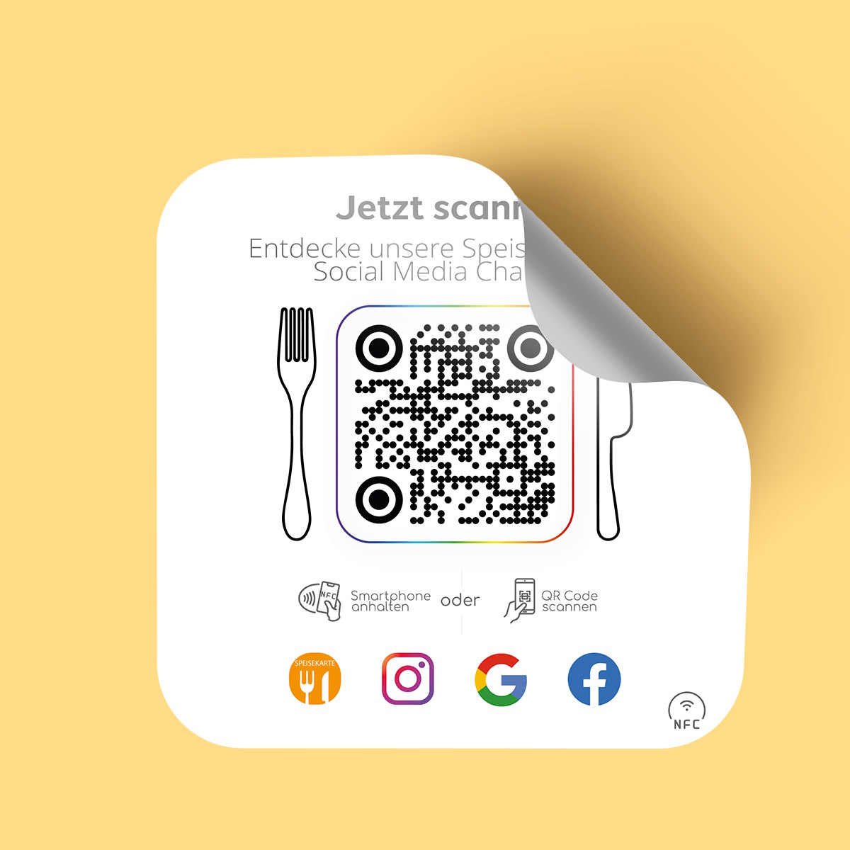 gastrogo restaurant qr code nfc speisekarte aufkleber gastroGO! Restaurant Social Media NFC Aufkleber + Speisekarte – Bild 1